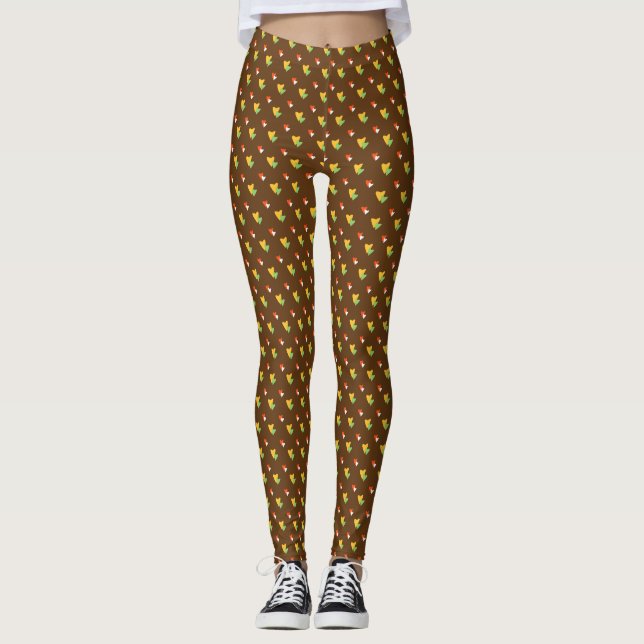 braune Herzen Leggings (Vorderseite)