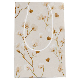 Braune Herzen Schmachtend Florale Hochzeitsfeier Mittlere Geschenktüte