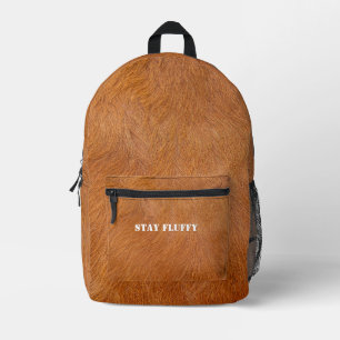 Braune Highland-Kuh Fellstruktur Bedruckter Rucksack
