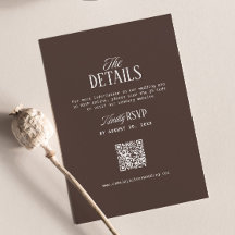 Braune Hochzeitsdetails RSVP Qr Code Schokolade