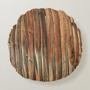 Braune Holzfläche Rundes Kissen