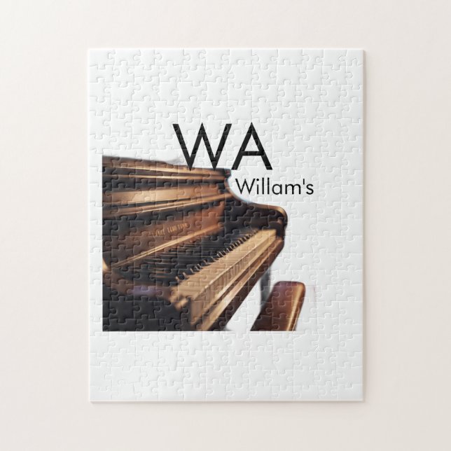 Braune Holzpiantasten - Monogrammname Puzzle (Vertikal)