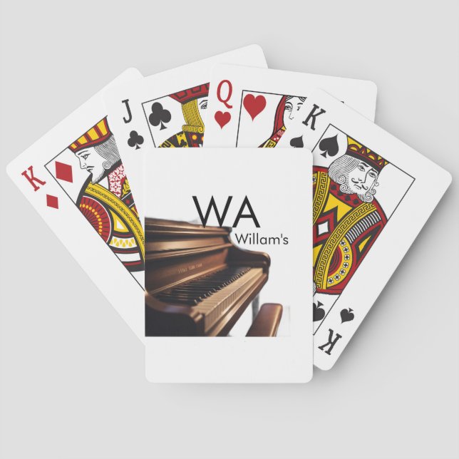 Braune Holzpiantasten - Monogrammname Spielkarten (Rückseite)