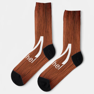 Braune Holztextur-Linien fügen Monogramm-Buchstabe Socken