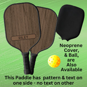Braune Imitat Holzblende Add Name Monogram Team Pickleball Schläger