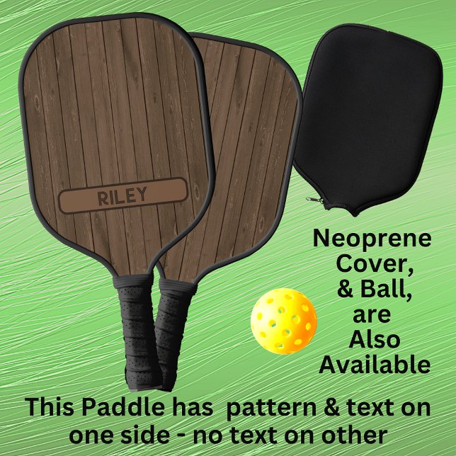 Braune Imitat Holzblende Add Name Monogram Team Pickleball Schläger (Von Creator hochgeladen)