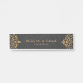 Braune Imitate Leather Gold Wirbel Rahmen Türschild
