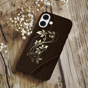Braune Imitate Leder Upholsterie iPhone 16 Plus Hülle