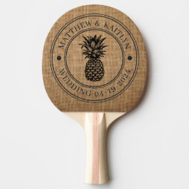 Braune Jute-Ananas-Hochzeits-Kamm & Namen Tischtennis Schläger
