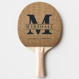 Braune Jute-Monogramm- und Namens-Overlay Tischtennis Schläger