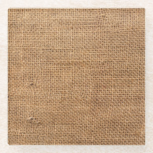 Braune Jute-Stoff-Sack-Textur Glasuntersetzer