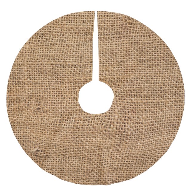 Braune Jute-Stoff-Sack-Textur Polyester Weihnachtsbaumdecke (Vorderseite)