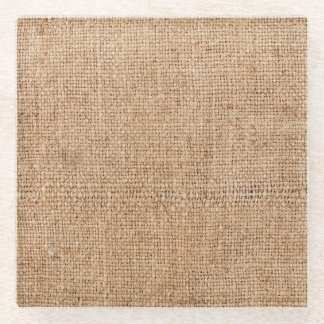 Braune Jute Textur, rustikales Sackleinen. Glasuntersetzer