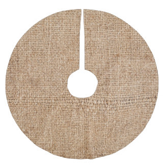 Braune Jute Textur, rustikales Sackleinen. Polyester Weihnachtsbaumdecke
