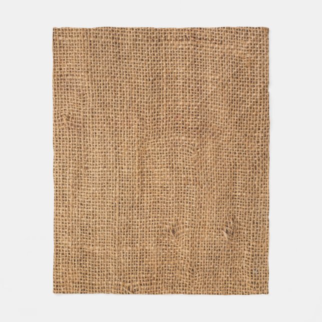 Braune Juteleinwand-Sack-Textur Fleecedecke (Vorderseite)
