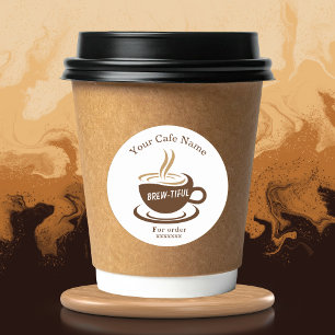Braune Kaffeehaus-Personalisierte Markenbildung Runder Aufkleber