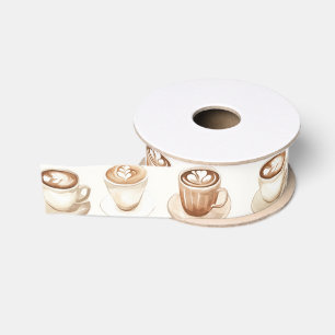 Braune Kaffeetassen aus Creme Ripsband