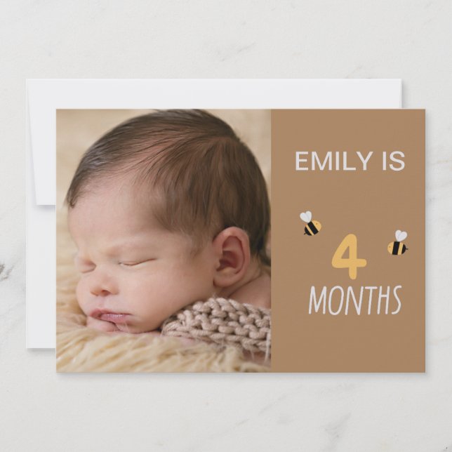 braune Karte 2 Monate alte niedliche Bienen mit Fo (Vorderseite)