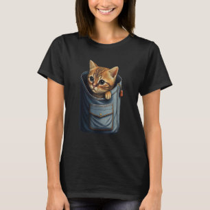 Braune Katze sitzt in Pocket Cats T-Shirt