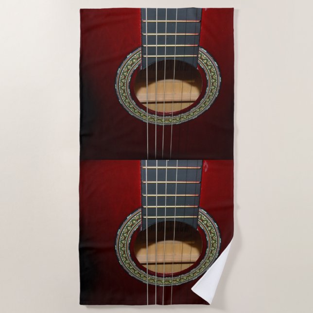Braune klassische Gitarre, Strandtuch (Vorderseite)