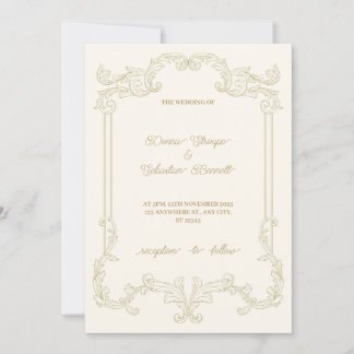 Braune klassische Vintage-Rahmen-Hochzeitseinladun Einladung