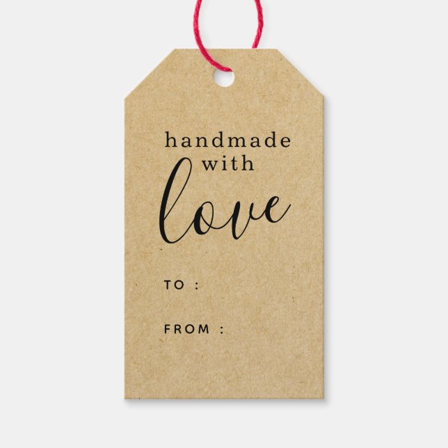 Braune Kraft Handgefertigt mit Personalisierter Li Geschenkanhänger (Vorderseite)