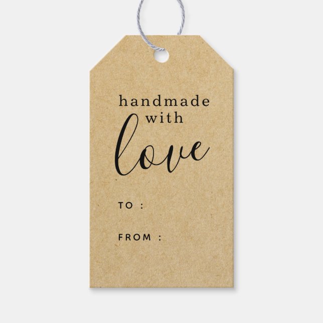 Braune Kraft Handgefertigt mit Personalisierter Li Geschenkanhänger (Vorderseite)