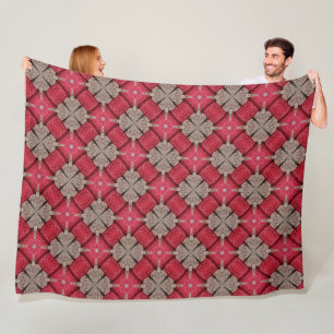 Braune Kreise und rotes Diamantmuster Fleecedecke