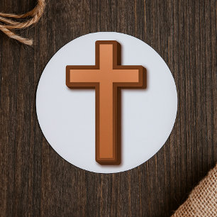 Braune Kreuz-Aufkleber Runder Aufkleber
