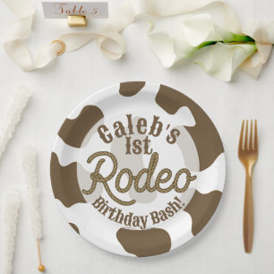 Braune Kuh Print Country Western Rodeo Party Pappteller