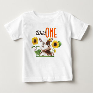 Braune Kuh Sonnenblume Mädchen Erstgeburt Baby T-shirt