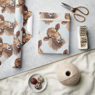 Braune Kuhfarm im Aquarellstil Geschenkpapier