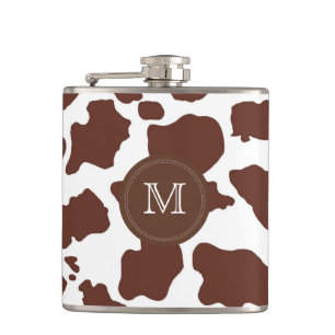 Braune Kuhhaut Custom Monogramm Flasche Flachmann