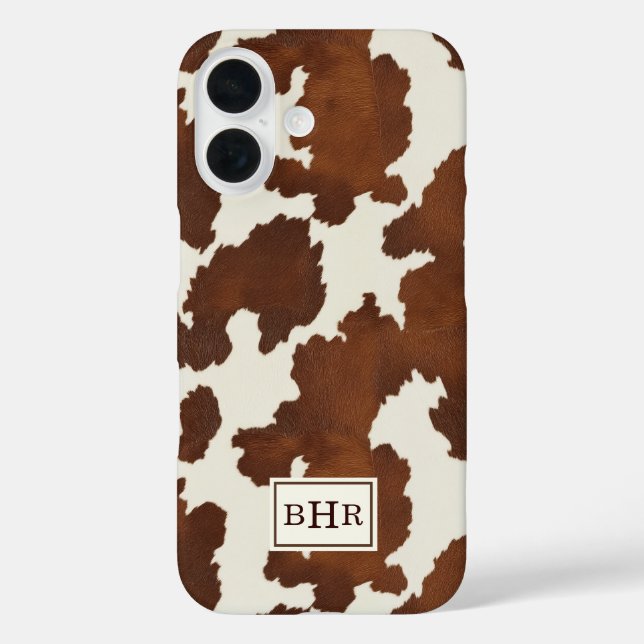 Braune Kuhleder-Monogramm Case-Mate iPhone Hülle (Rückseite)