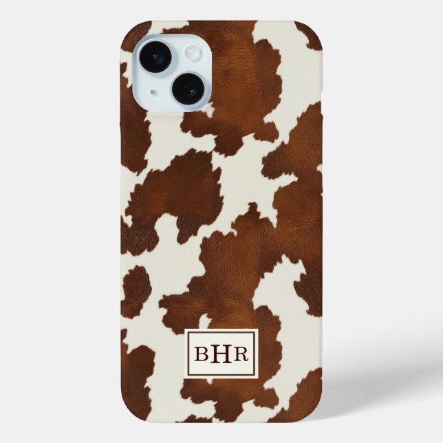Braune Kuhleder-Monogramm Case-Mate iPhone Hülle (Rückseite)