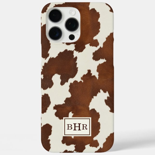 Braune Kuhleder-Monogramm Case-Mate iPhone Hülle (Rückseite)