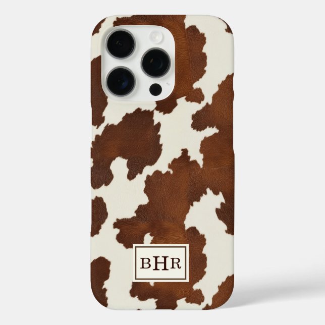Braune Kuhleder-Monogramm Case-Mate iPhone Hülle (Rückseite)
