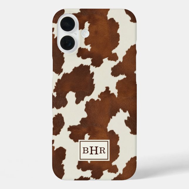 Braune Kuhleder-Monogramm Case-Mate iPhone Hülle (Rückseite)