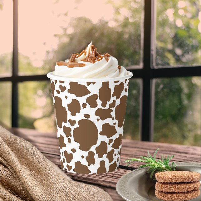 Braune Kuhstumpf Imitate Cowhide Muster Pappbecher (Brown Cow Spots Faux Cowhide Pattern Paper Cups
)