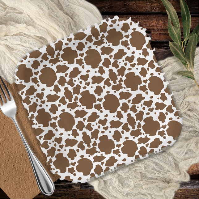 Braune Kuhstumpf Imitate Cowhide Muster Pappteller (Brown Cow Spots Faux Cowhide Pattern Paper Plates)
