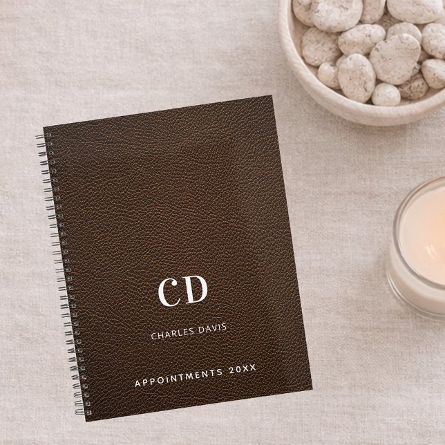 Braune Ledermonogramm-Initialen 2026 Planer (Von Creator hochgeladen)