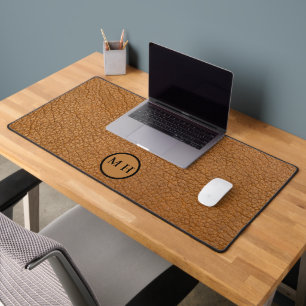 braune Ledertasche Büro Herren Mappe Monogramm Schreibtischunterlage