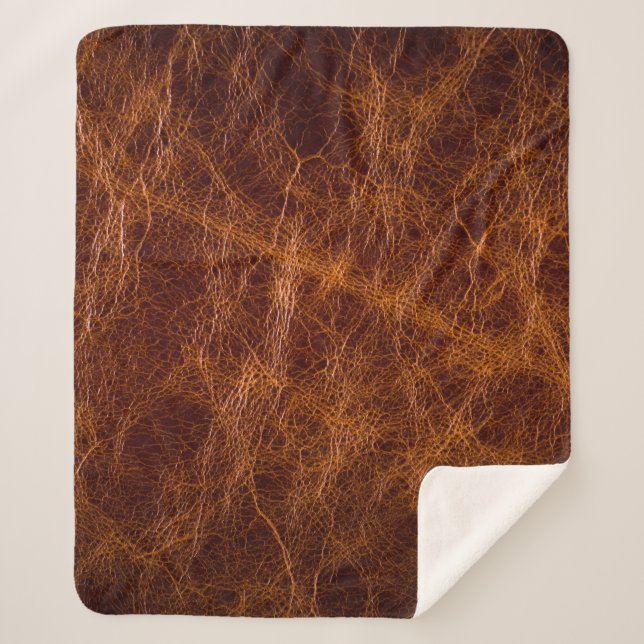 Braune Ledertextur, abstrakt, kunstvoll, künstlich Sherpadecke (Vorderseite)