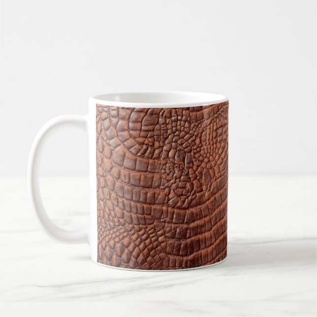 Braune Ledertextur im Hintergrund, gefallen,abstra Kaffeetasse (Links)