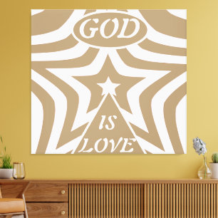 Braune Leinwanddruck: Neutral „Gott ist Liebe“ Leinwanddruck