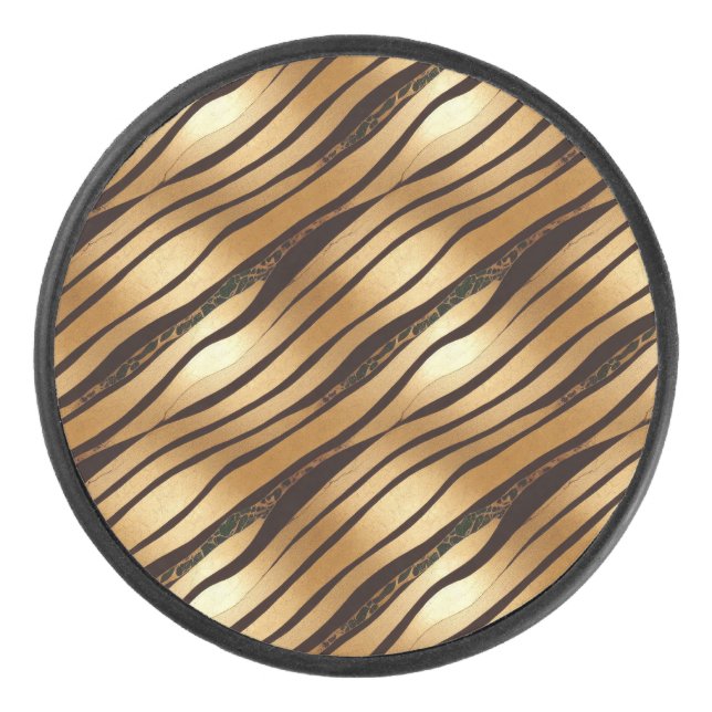 Braune Leopard-Streifen Eishockey Puck (Vorderseite)