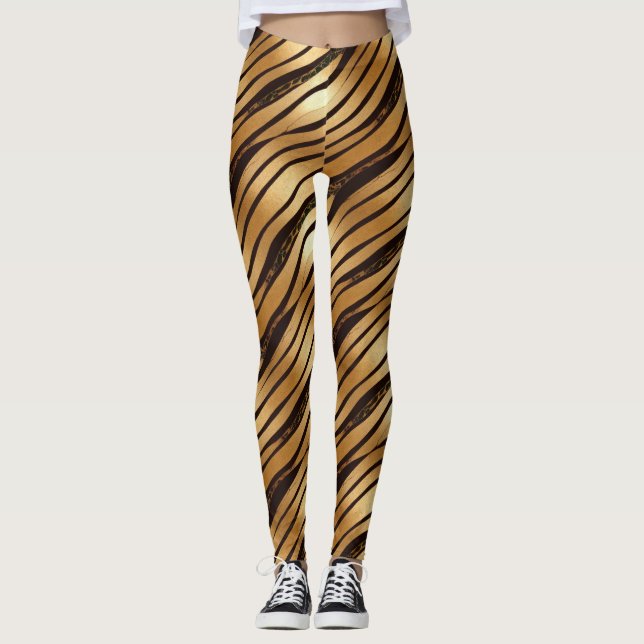 Braune Leopard-Streifen Leggings (Vorderseite)