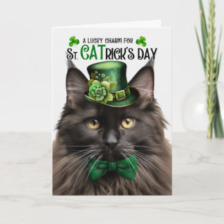 Braune Maine Coon St CATrick's Day Lucky Charm Feiertagskarte