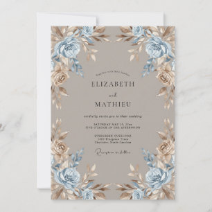 Braune Majestätische Winterhochzeit Einladung