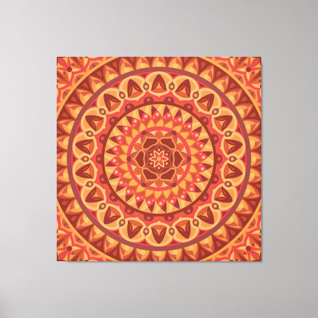 Braune Mandala-Kunst Erdig Boho Geometrisch Gemütl Leinwanddruck (Vorderseite)